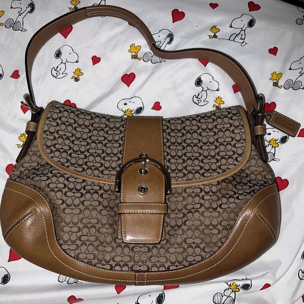 Coach SoHo Brown Signature Medium Shoulder Bag Made in Turkey Y2K EUC 🤎VINTAGE - Picture 3 of 16